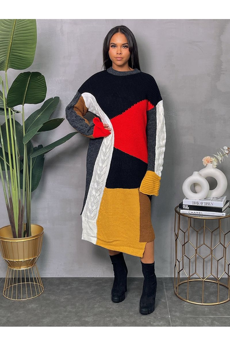 Paris- Multi Color Sweater Dress