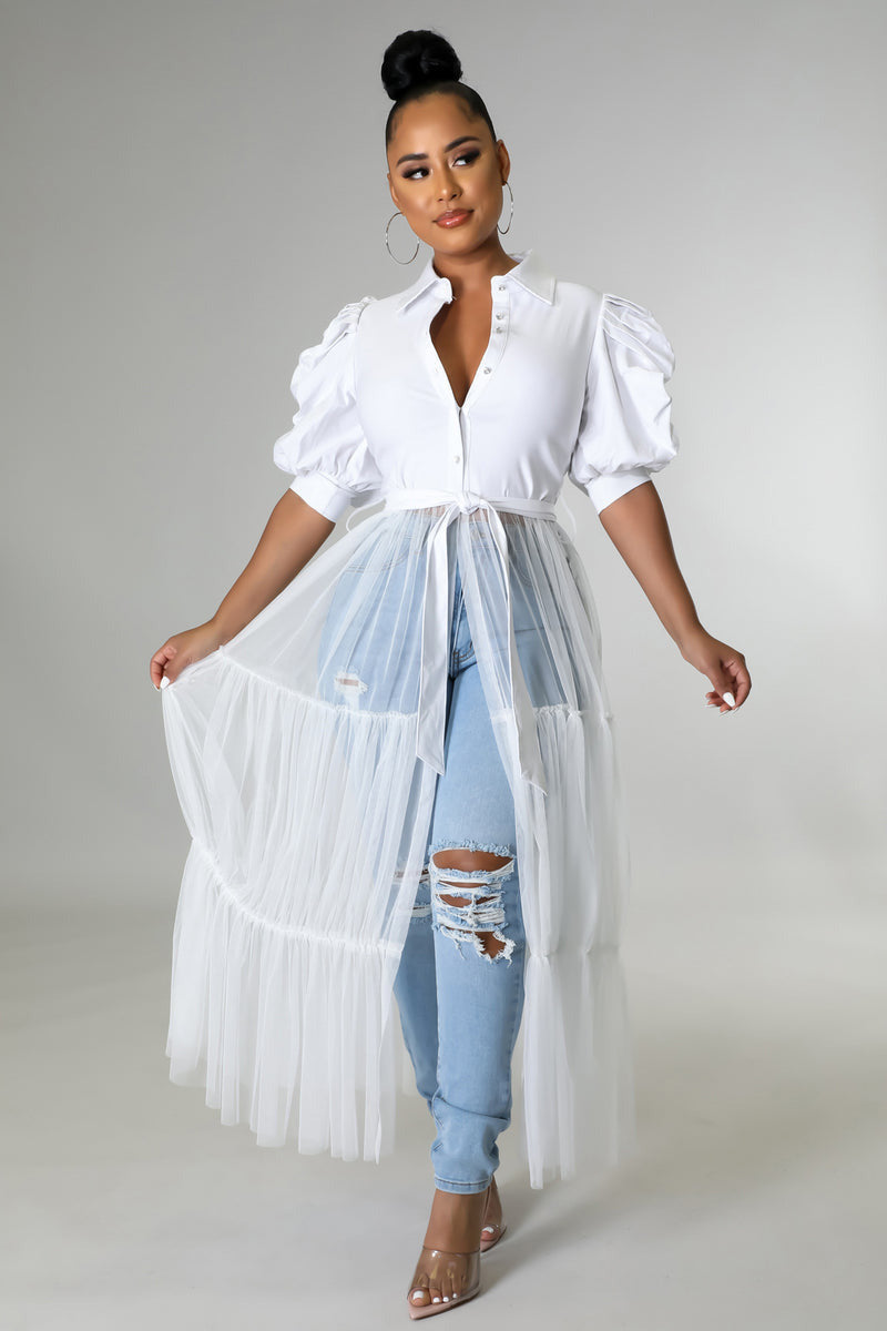 Tulle Accord  White -Top or Duster
