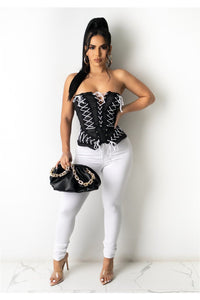 Sky Lace Up Front Corset Top