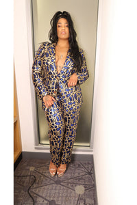 SHE IS READY FOR THE HOLIDAY'S - ROYAL BLUE AND GOLD SEQUENCE PANT SUIT